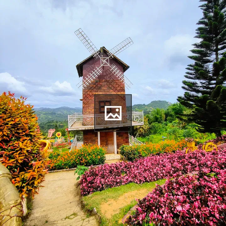 Windmill with Flower Garden