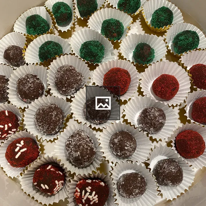 Tray of rolled chocolate candies