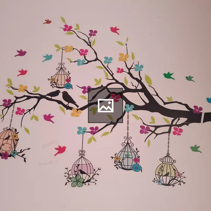 Wall painting with birds and nests