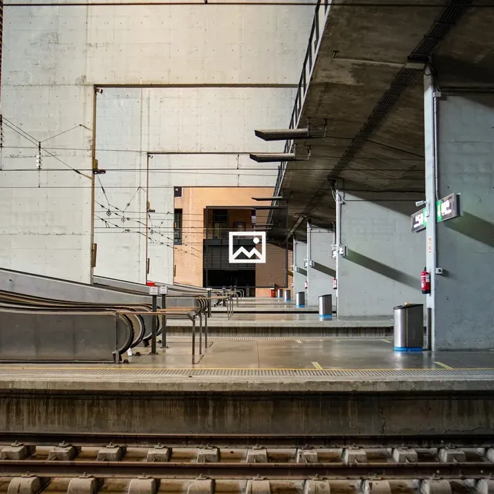 Train station platform with stairs