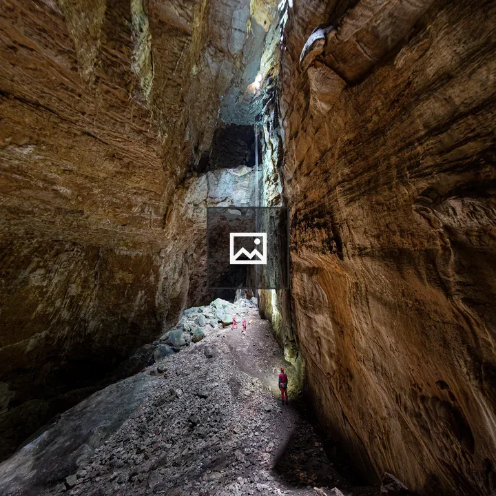 Cave interior with light opening