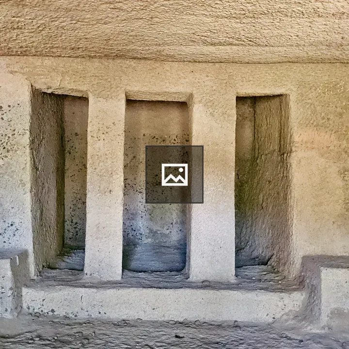 Stone opening in cave wall, Kanheri hills