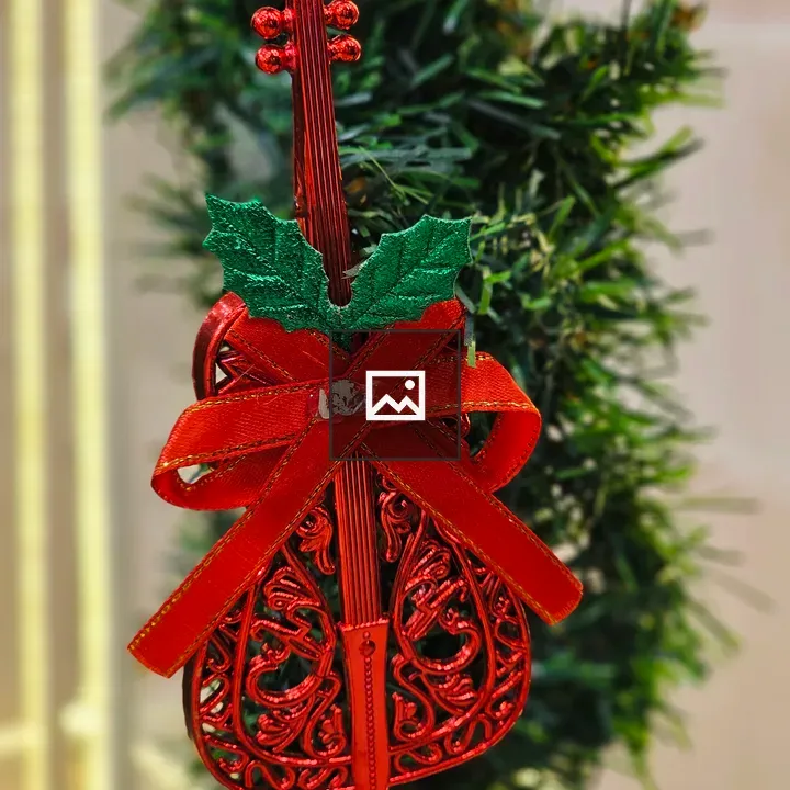 Decorative red violin ornament