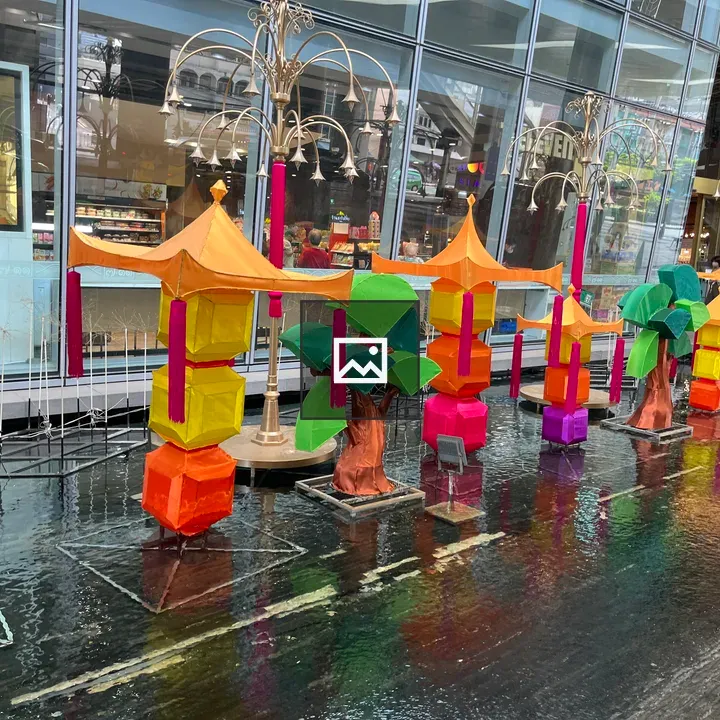 Nylon decorations in water feature