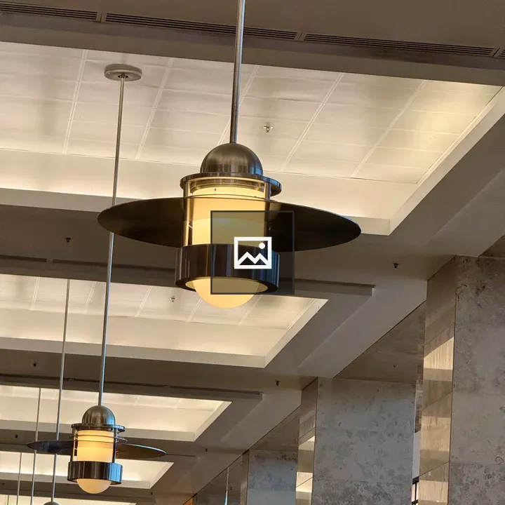 Hanging ceiling lamps in corridor
