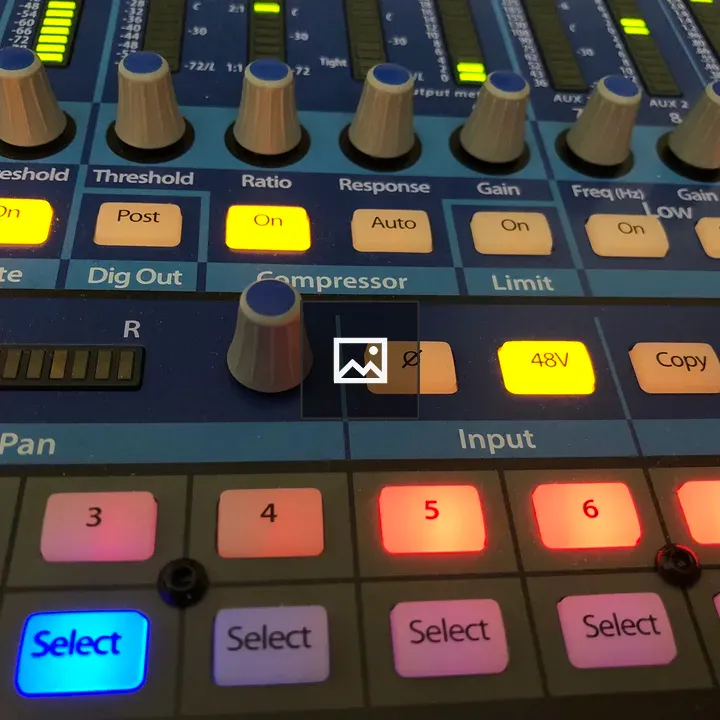 Detail of a Presonus StudioLive mixer