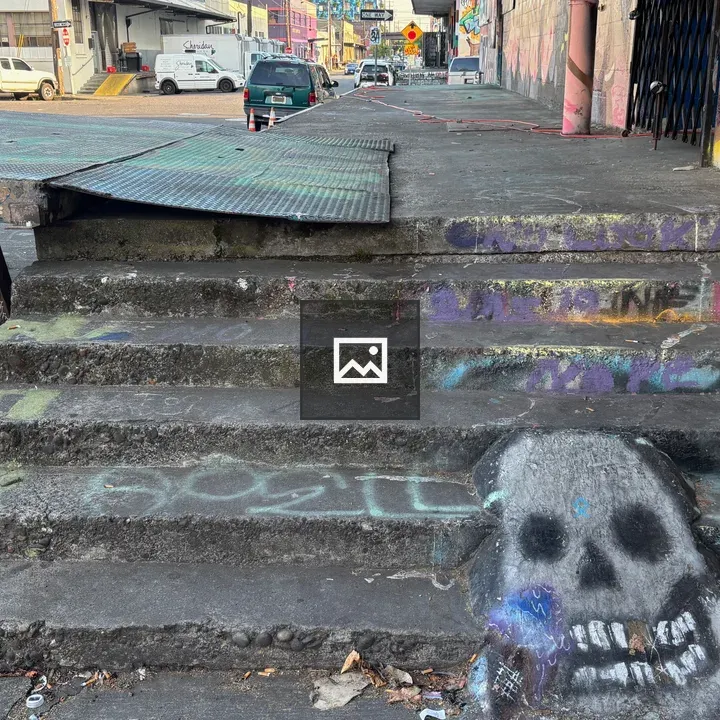 Concrete steps with graffiti