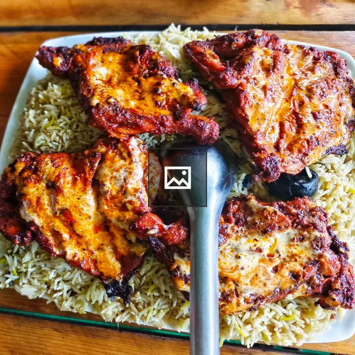 Grilled chicken thighs with rice