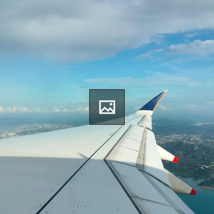 Aerial view of wing and sky