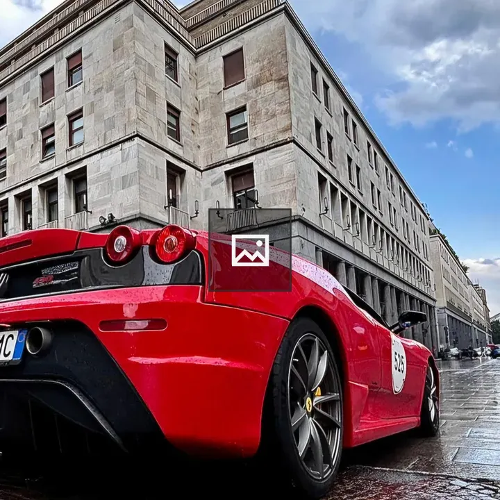 Red Ferrari in the Rain
