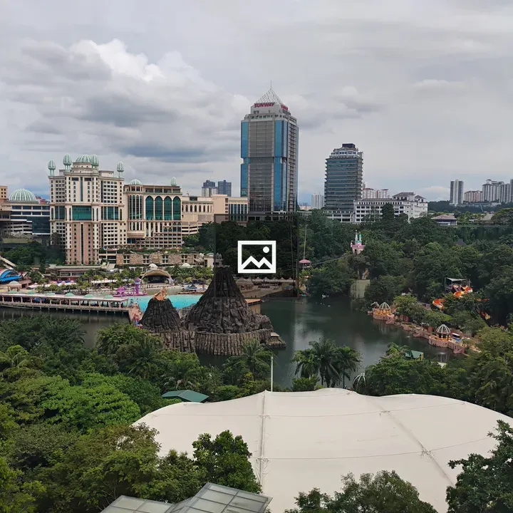 Cityscape over Water Park