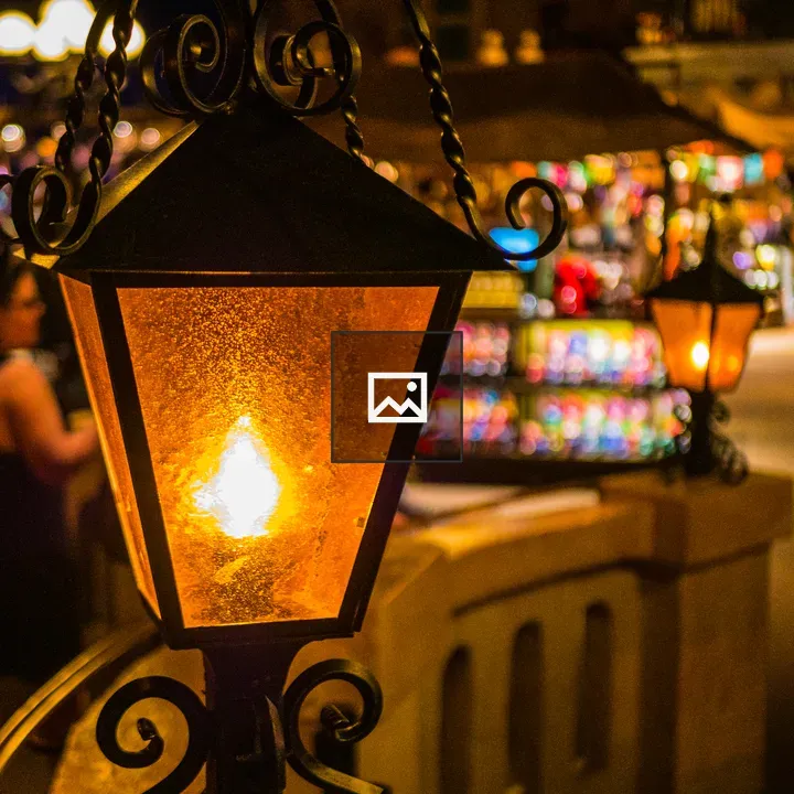 Orange coach light in night scene