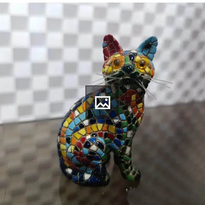 Colorful mosaic cat sculpture