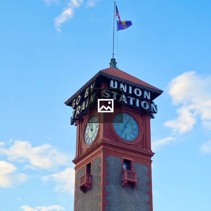 Union Station clock tower in Portland