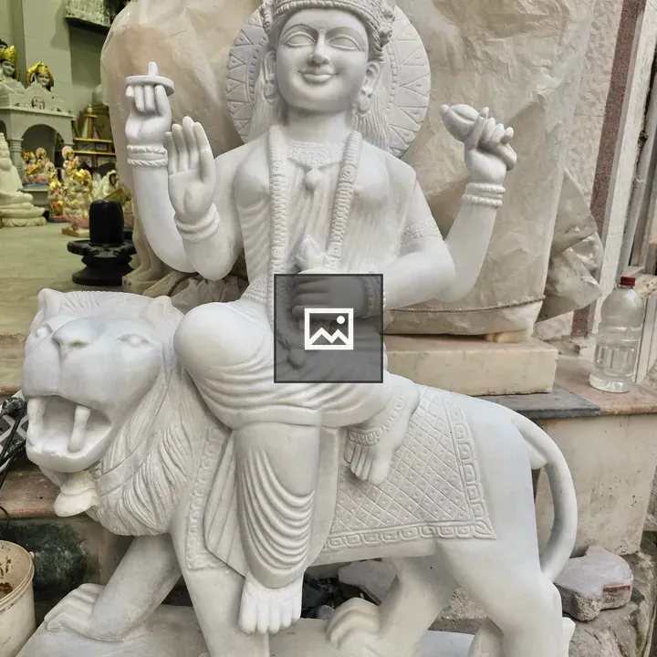 Durga statue in white marble