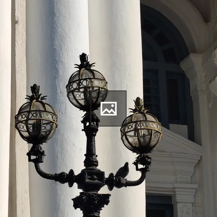 Decorative street lamp with glass globes