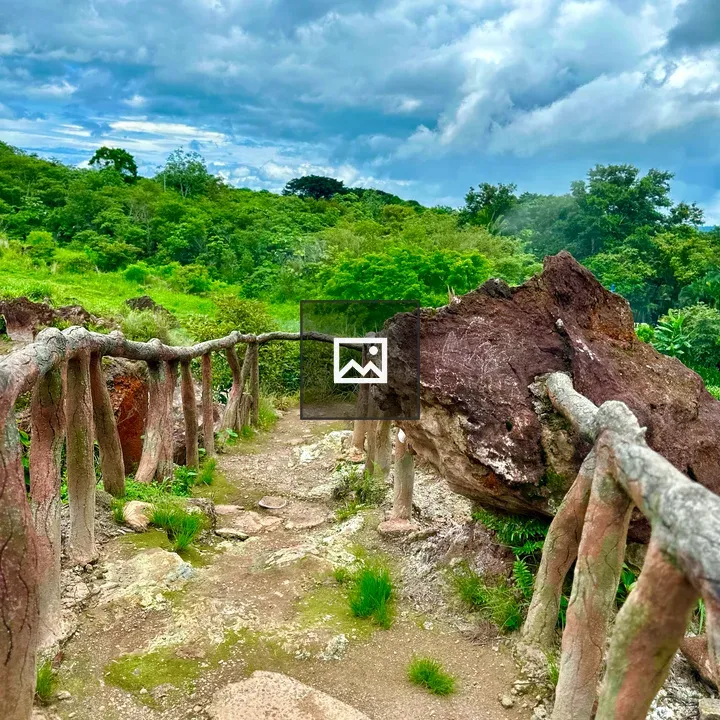 Natural trail with wooden railing