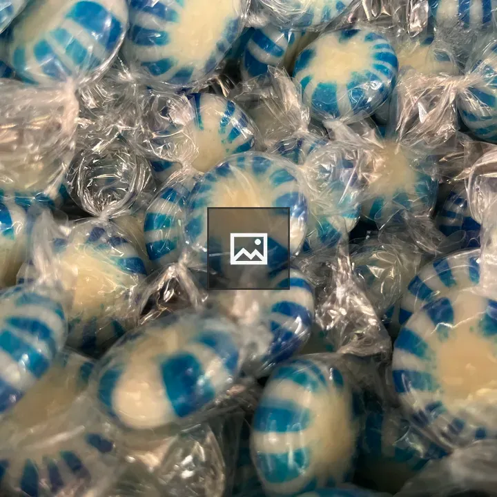 Blue and white candies