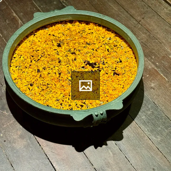 Brass Uruli with Marigold Petals