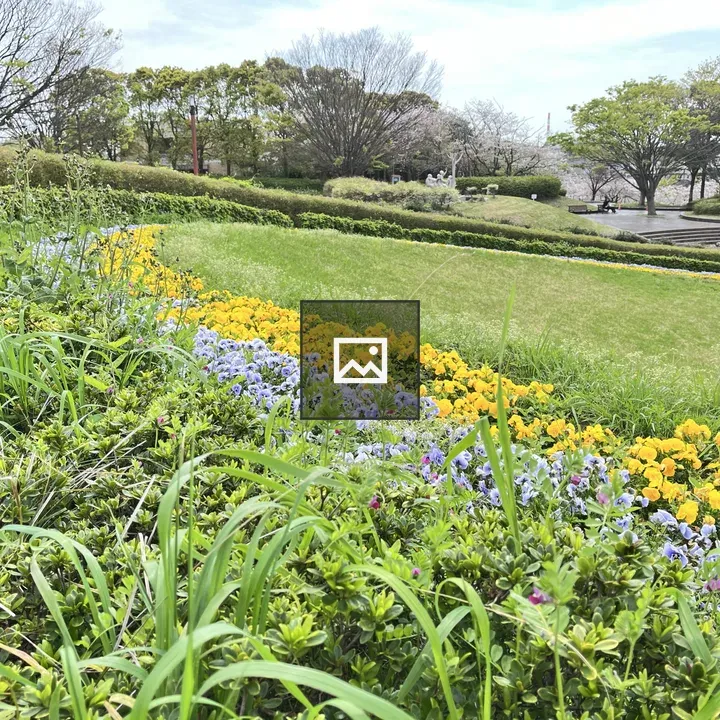 Park Landscape with Flowerbeds