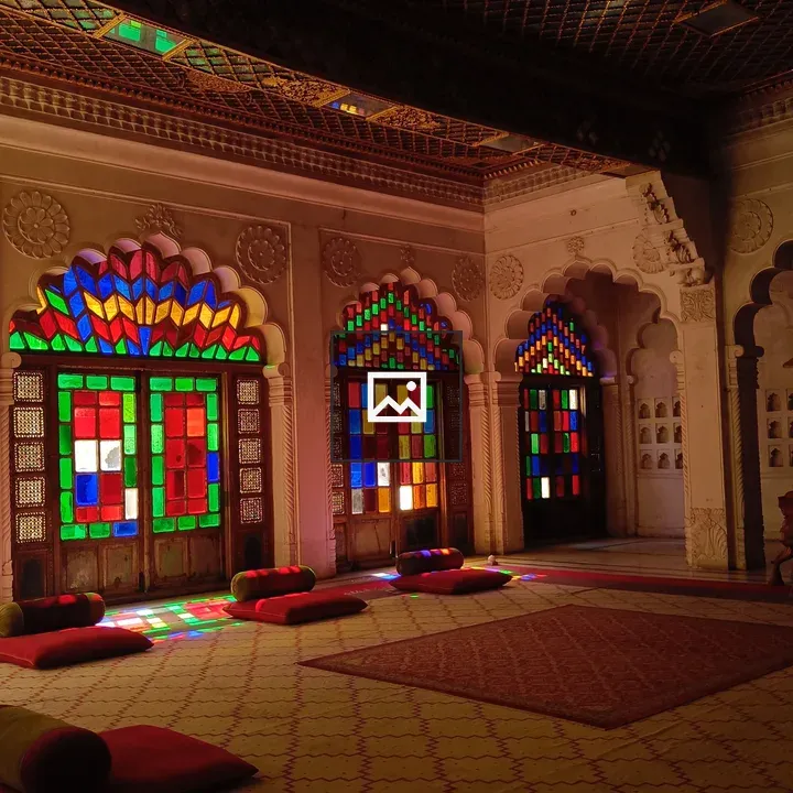 Colored tinted glass hall