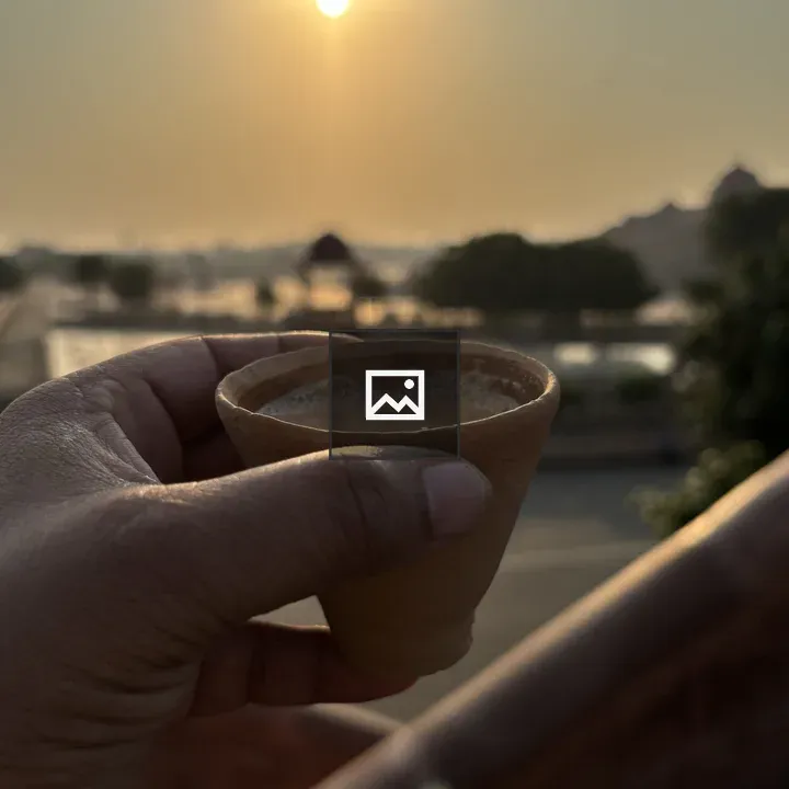 Tea cup at sunrise