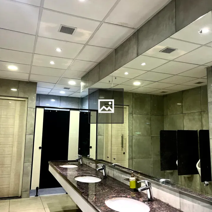 Wash room mirror and sink