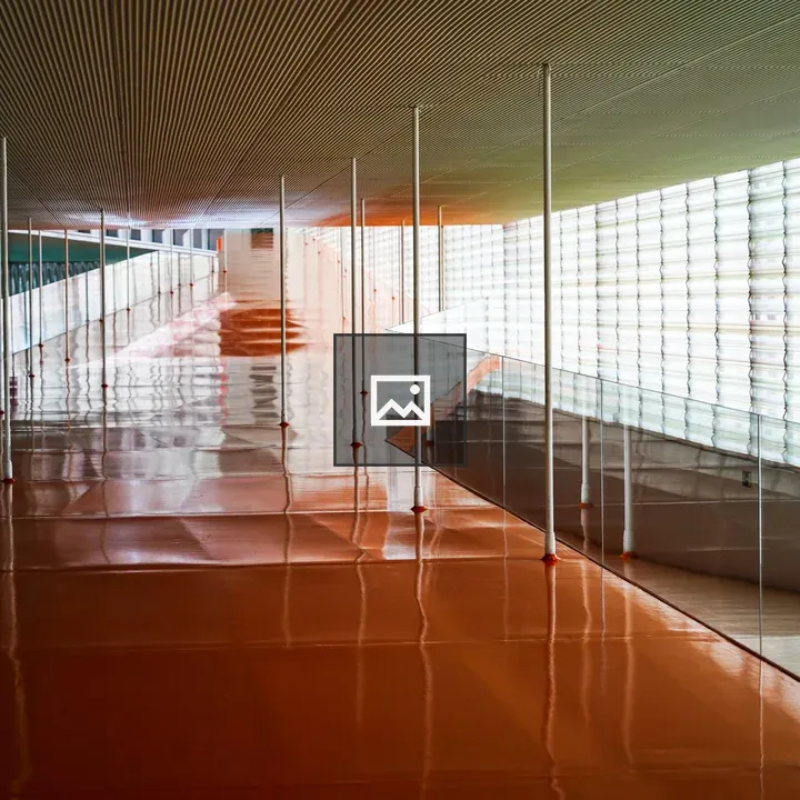 Modern Corridor with Orange Floor