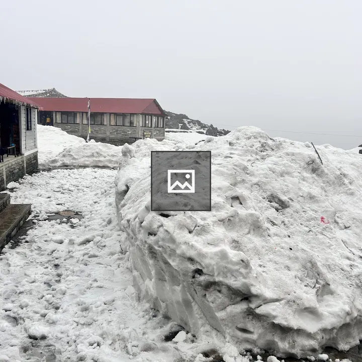 Winter snow landscape with building