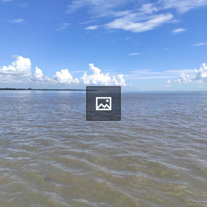 Calm water under blue sky with trees