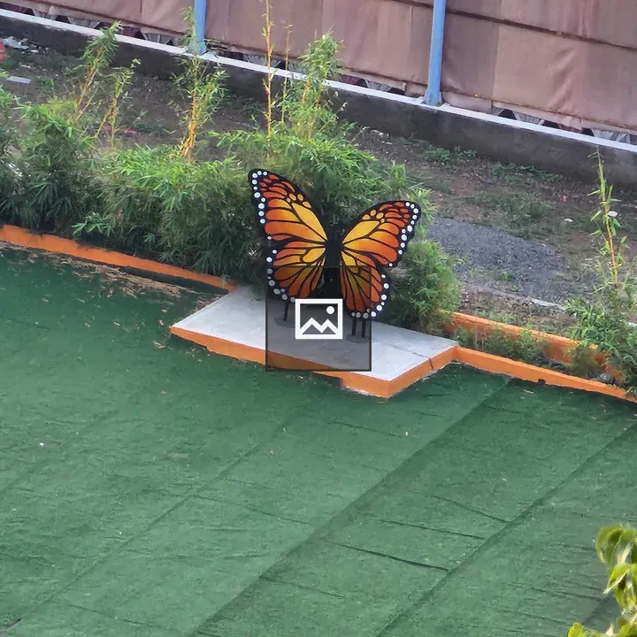 Butterfly statue in garden