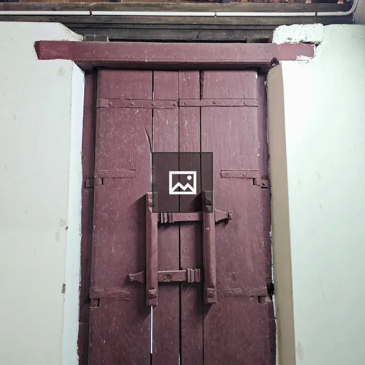 Sturdy wooden door with crossbar