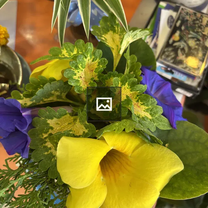 Blue Pot with Yellow Flower
