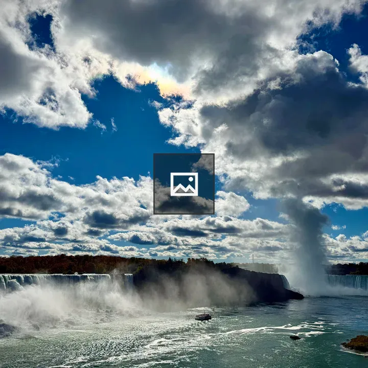 Niagara Falls with Mist and Boat