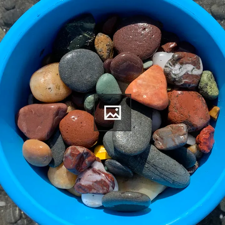 Blue Bucket of Rocks