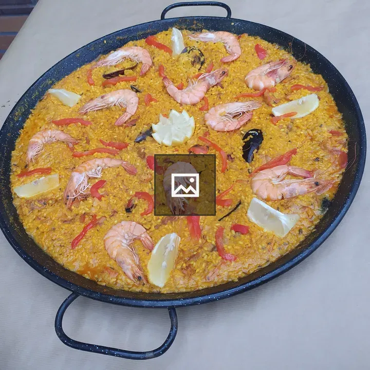 Paella in a Black Pan