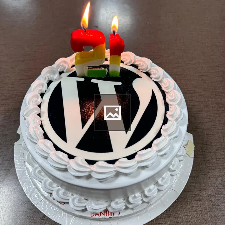 Cake with WordPress Logo and Candles