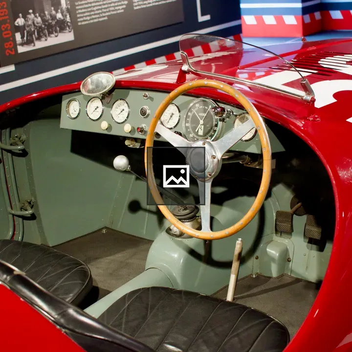 Interior of a vintage red race car