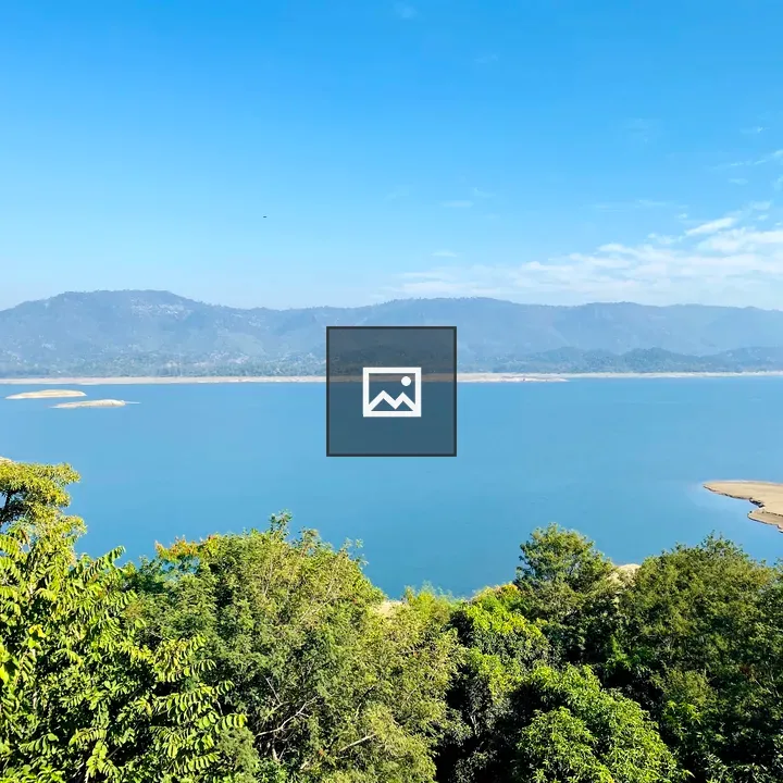Serene landscape with blue lake