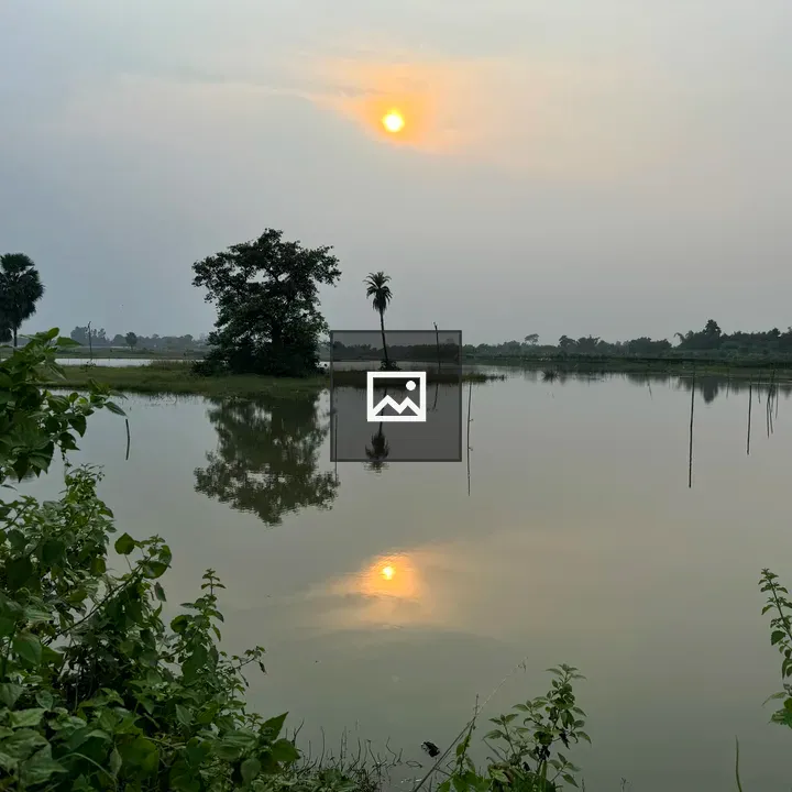 Sunset Landscape with Water Reflection