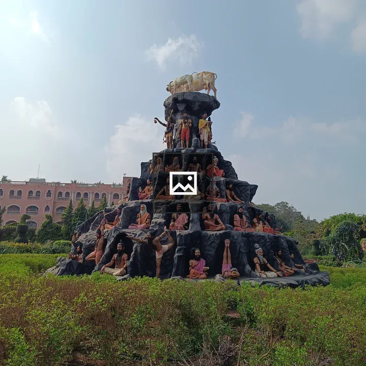 Sculptural Mountain with Meditating Figures