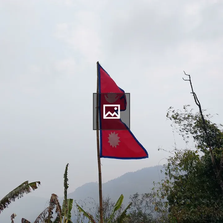 Red flag with sun and moon emblems