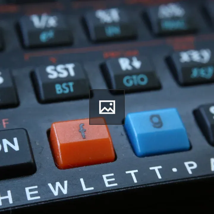 Closeup ON button of HP calculator