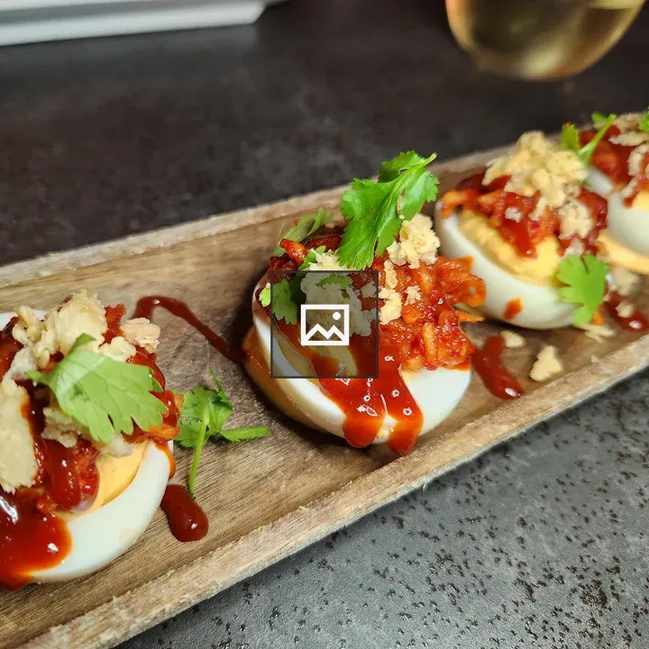 Kimchi Deviled Eggs