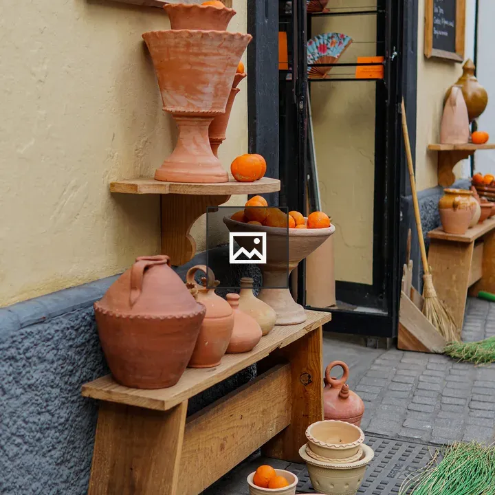 Handcrafted pottery store display