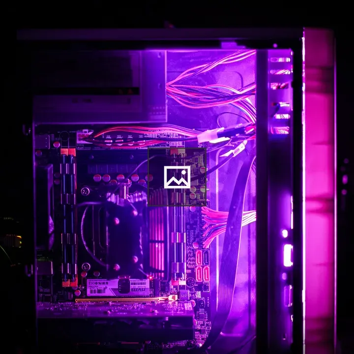 Open computer case with components visible