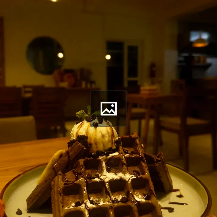 Stacked Chocolate Waffle with Vanilla Ice Cream