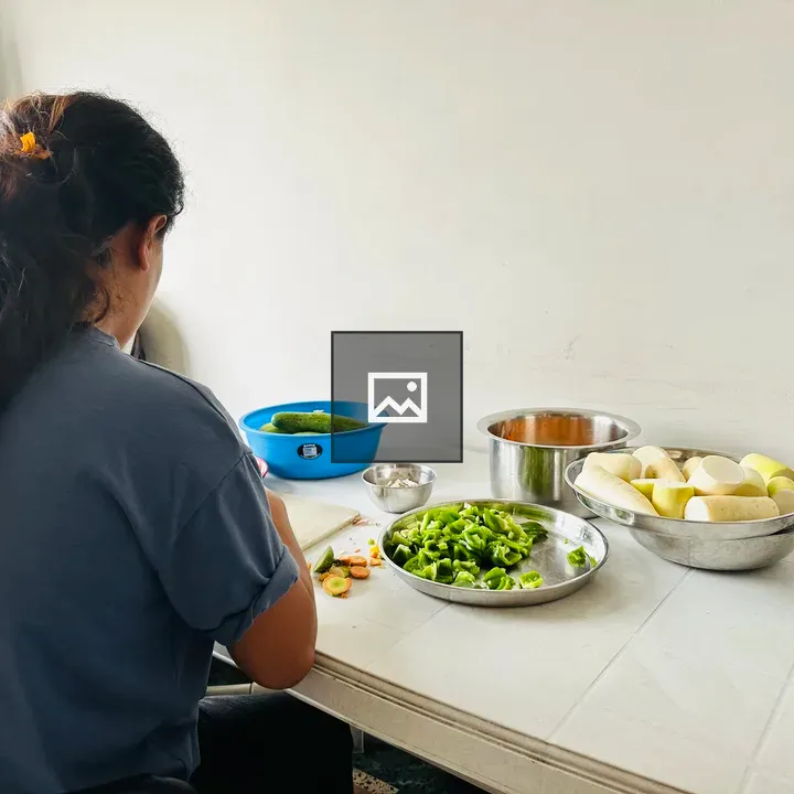 Girl in Kitchen Preparing Lunch