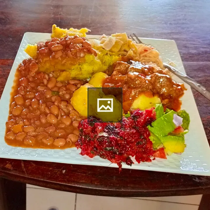 Stewed beans with matooke plate