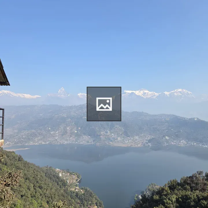 Panoramic view of Fewa Lake landscape
